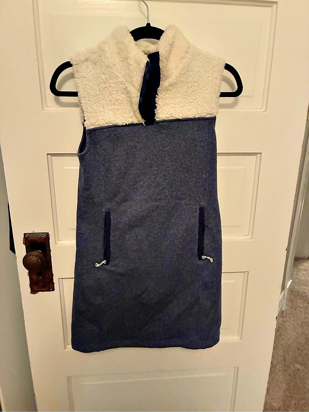 Title Nine Fleece Vest Dress Gray & Cream XS